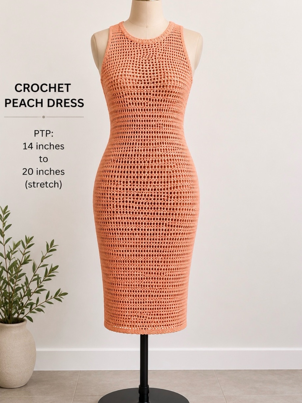 Steve Madden Peach Crochet Midi Dress
